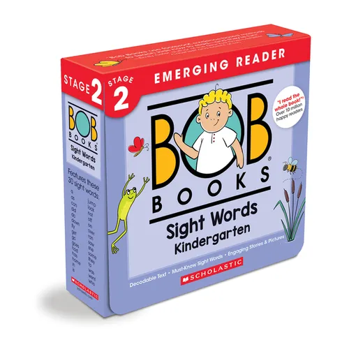 Bob Books - Sight Words Kindergarten Box Set of 10 Paperbacks Decodable Phonics Books, Ages 4 and Up, Kindergarten, Flashcards (Stage 2: Emerging Read