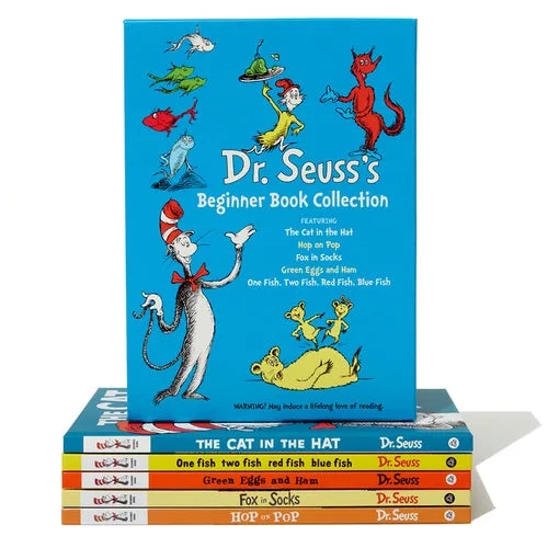 Dr. Seuss's Beginner Book Boxed Set Collection: The Cat in the Hat; One Fish Two Fish Red Fish Blue Fish; Green Eggs and Ham; Hop on Pop; Fox in Socks