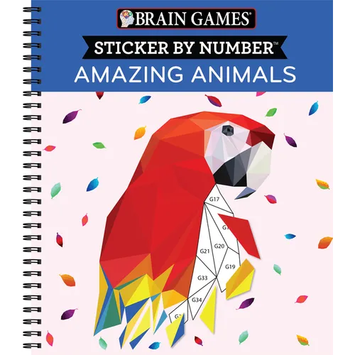 Brain Games - Sticker by Number: Amazing Animals (13 Images to Sticker)