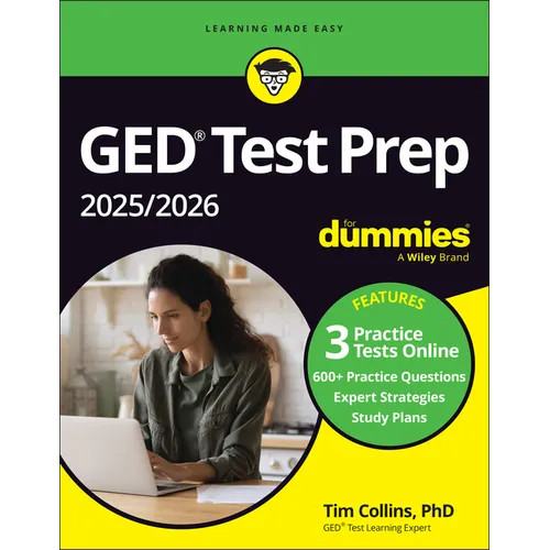 GED Test Prep 2025/2026 for Dummies: Book + 3 Practice Tests Online