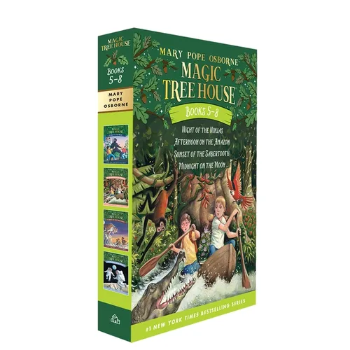 Magic Tree House Books 5-8 Boxed Set: Night of the Ninjas; Afternoon on the Amazon; Sunset of the Sabertooth; Midnight on the Moon