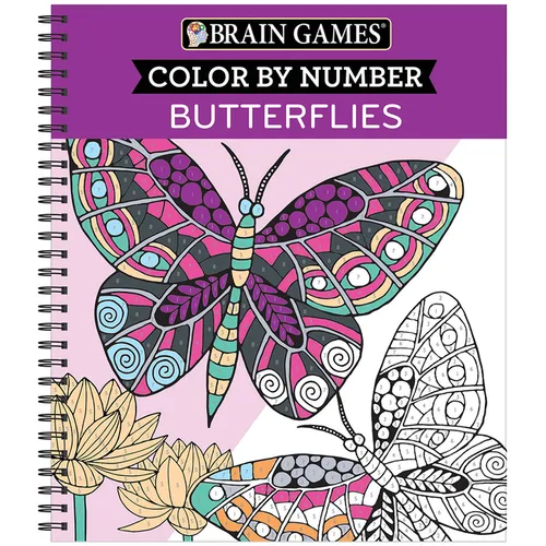 Brain Games - Color by Number: Butterflies - Stress-Free Adult Coloring Book with Tear-Out Pages Relaxing Activity for Paint by Number Lovers Gift for